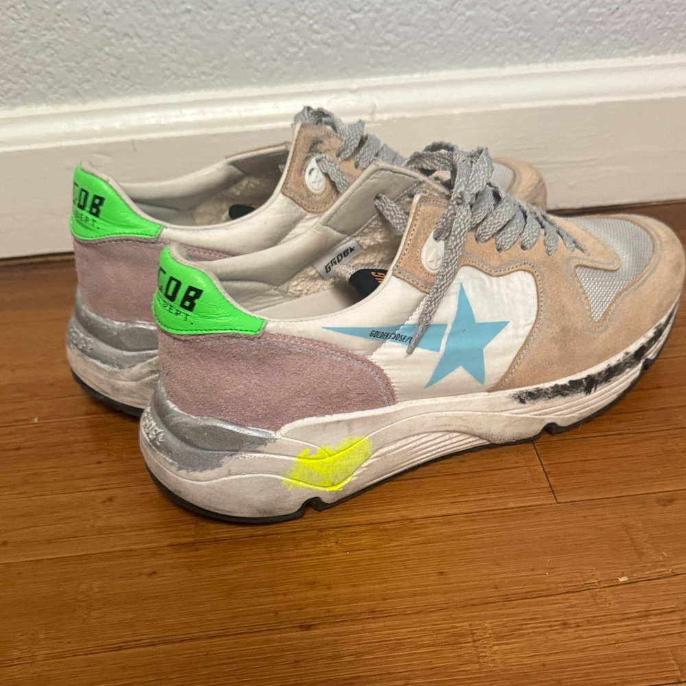 Golden Goose Sneakers with Blue and Neon Accents